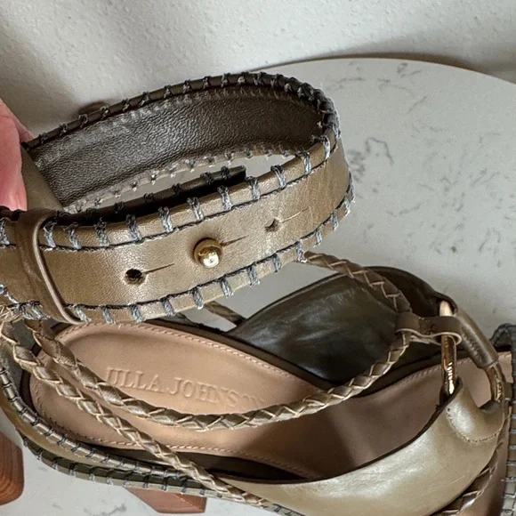 Ulla Johnson Leather Sandals Whipstitch Trim Multi Strap Ankle‎ - 40 / 9.5-10 - Picture 6 of 16